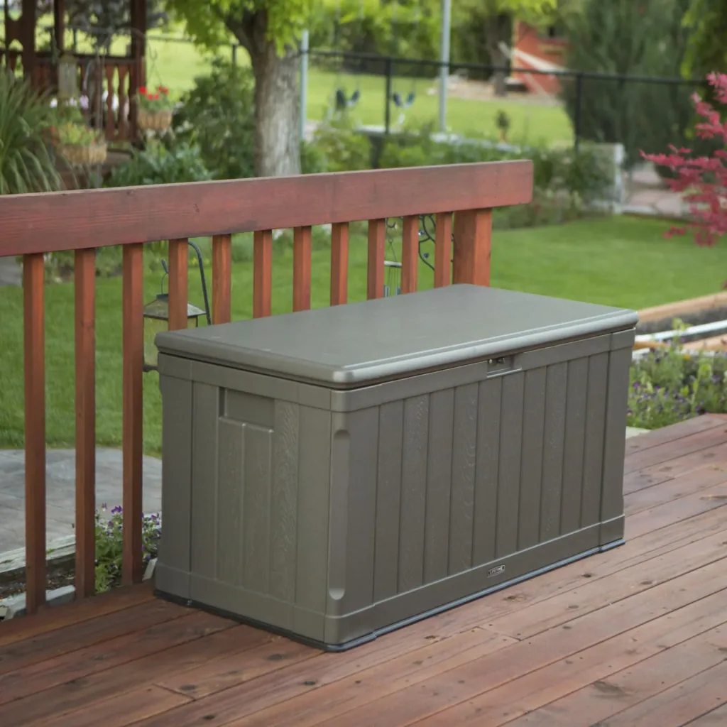 Premium Cushion Box 440 L 127.9×64×67.2 cm Brown – Weatherproof HDPE, loadable up to 300 kg