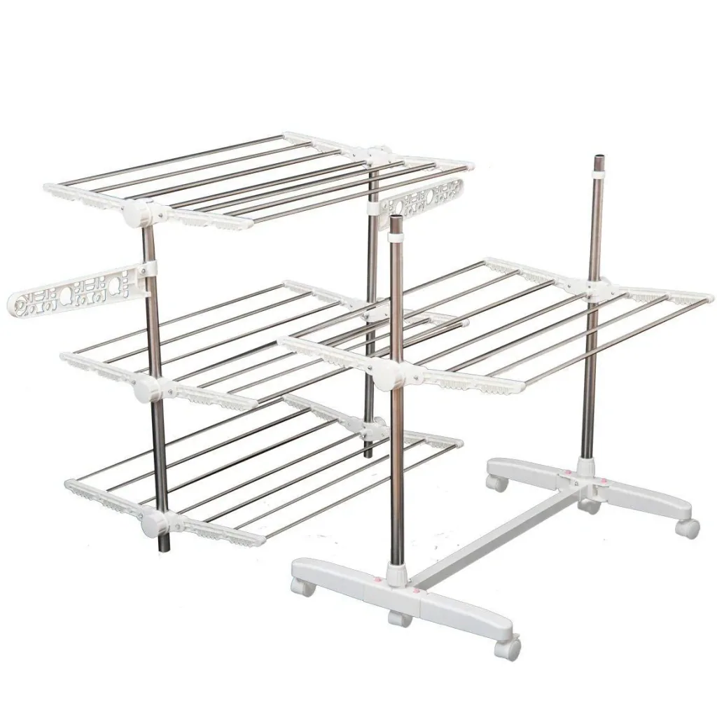 Mobile laundry rack laundry tower with 4 levels foldable