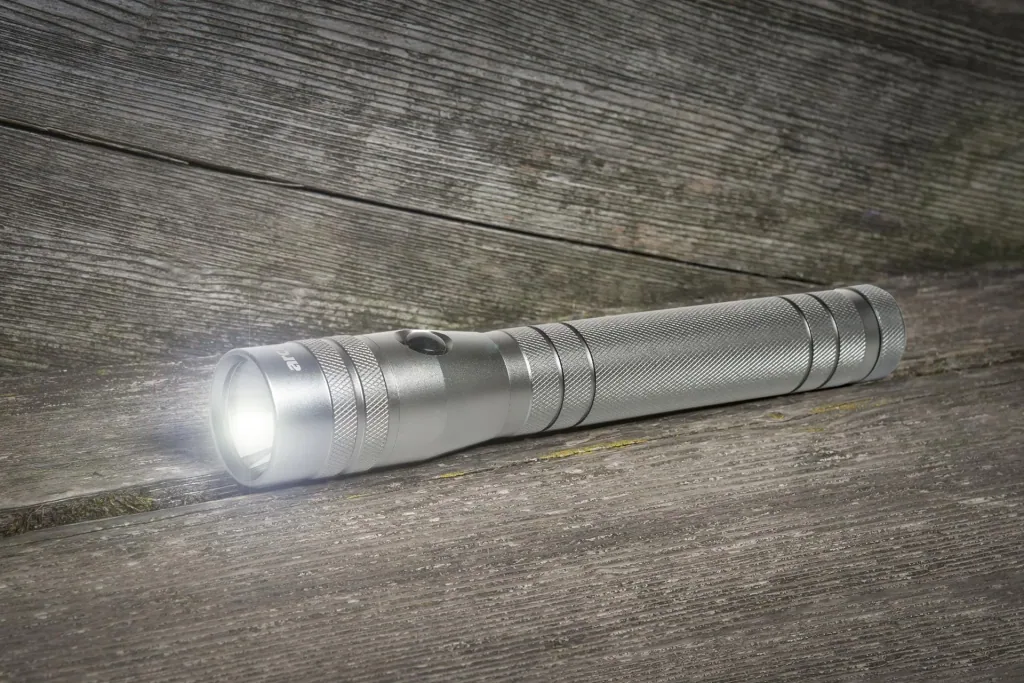 LED flashlight - 10 watts, 700 lm, shockproof and water-repellent, silver-anthracite