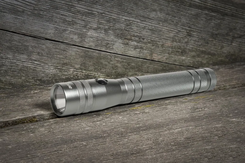LED flashlight - 10 watts, 700 lm, shockproof and water-repellent, silver-anthracite