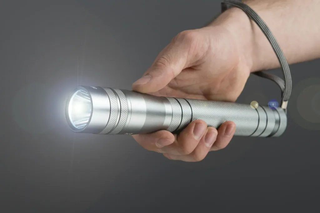 LED flashlight - 10 watts, 700 lm, shockproof and water-repellent, silver-anthracite