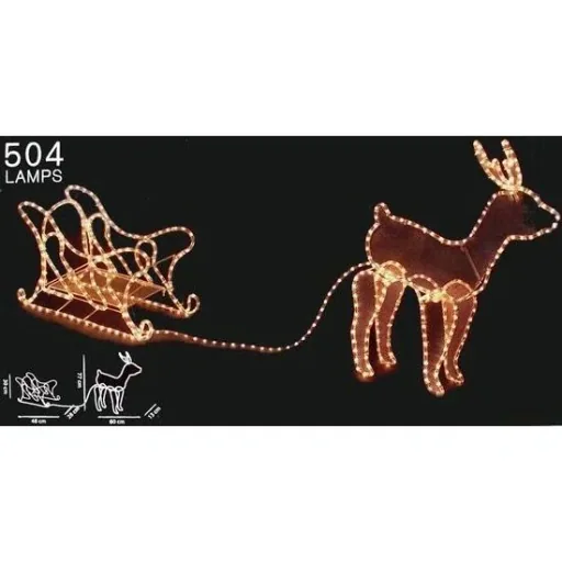 Nampook Christmas Lights - Reindeer with Sleigh - 60 x 28 x 77 cm