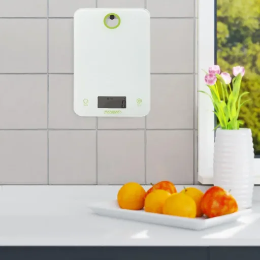 Digital kitchen scale white/green glass
