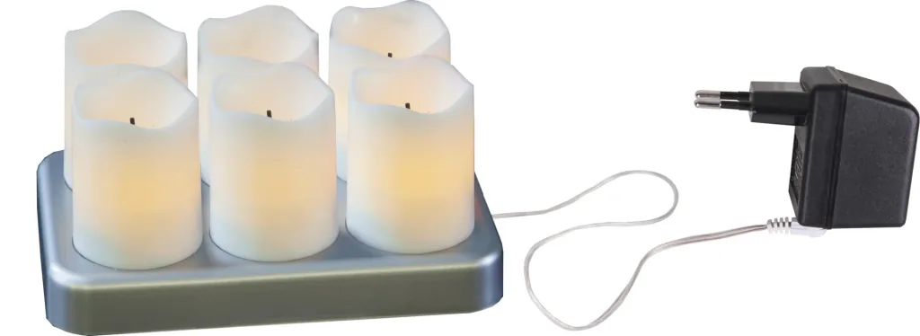 LED candle set - 6 pieces with charging station