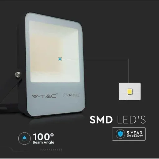VT-30185 LED Floodlight - 30 W - 4720 Lm - 4000K - Black - Extra Efficient