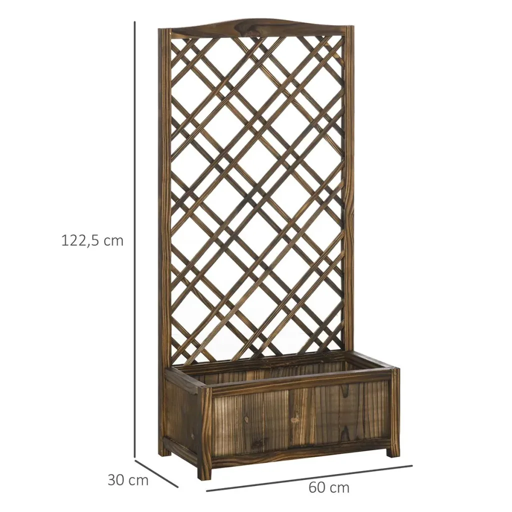 Pflanzkasten Blumenständer Rankgitter Rankkasten Rosenbogen Garten Holz Brown 60 x 30 x 122.5 cm