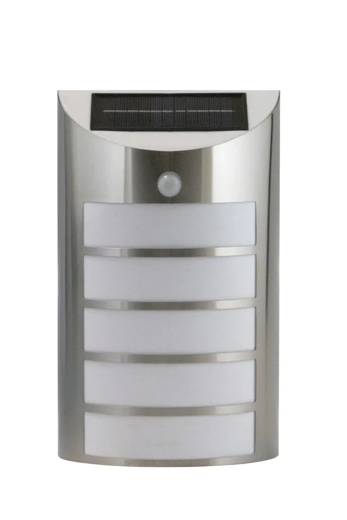 LED solar wall light made of stainless steel with motion detector