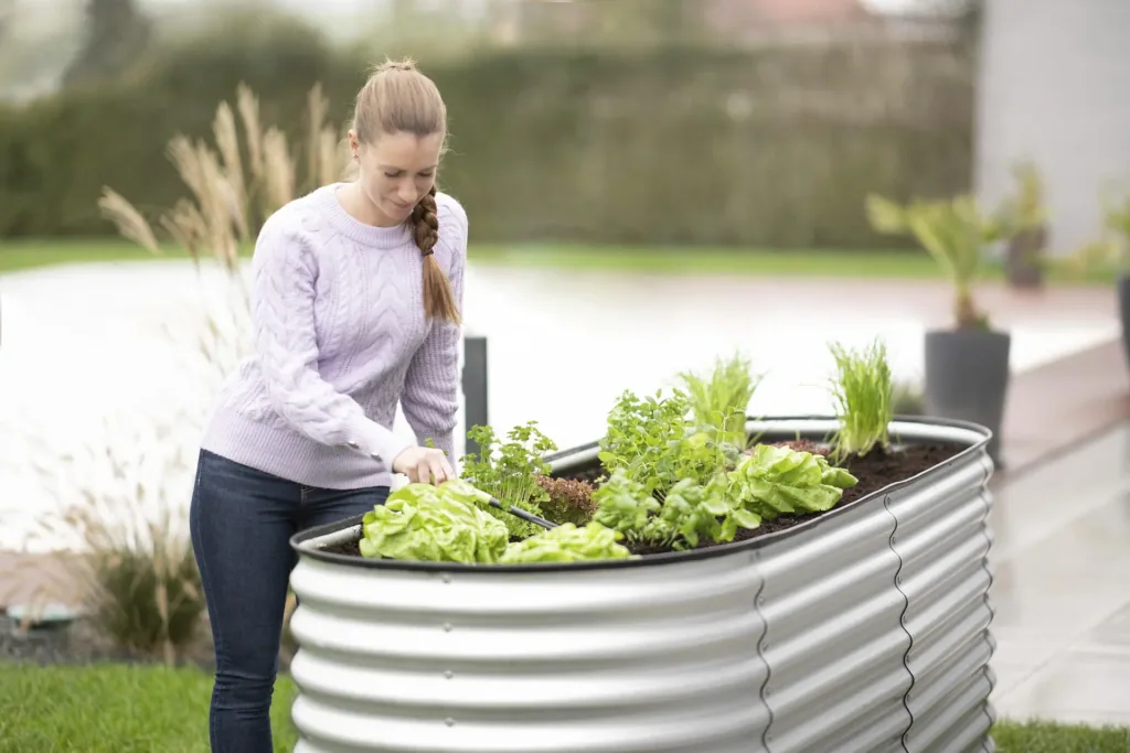 Raised Bed Grow Faster, 240×80×82 cm, Silver – Galvanized Corrugated Metal