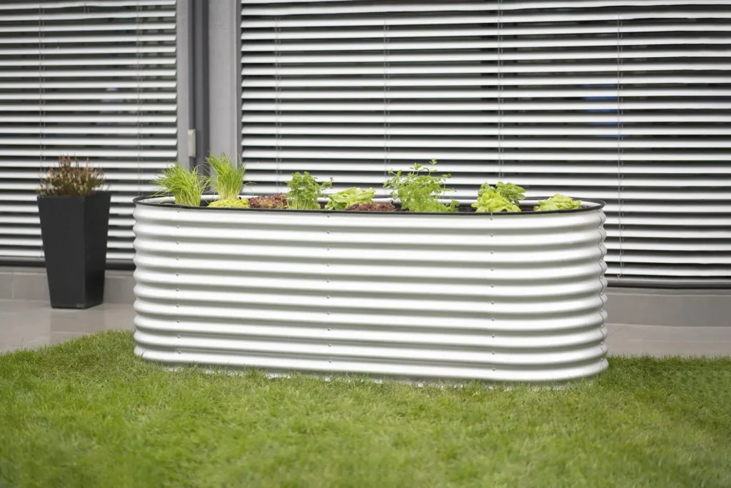 Raised Bed Grow Faster, 240×80×82 cm, Silver – Galvanized Corrugated Metal