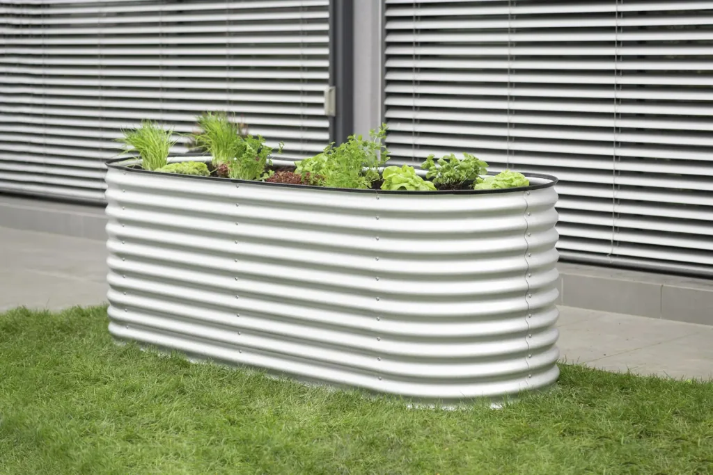 Raised Bed Grow Faster, 240×80×82 cm, Silver – Galvanized Corrugated Metal