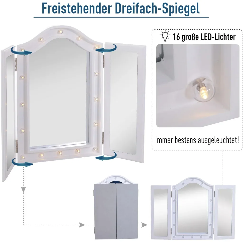 LED cosmetic mirror freestanding