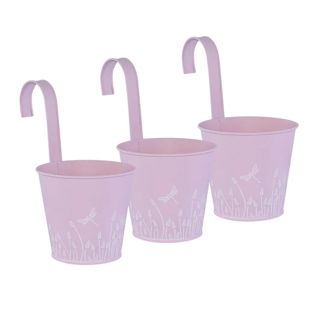 Pink metal planter, set of 3