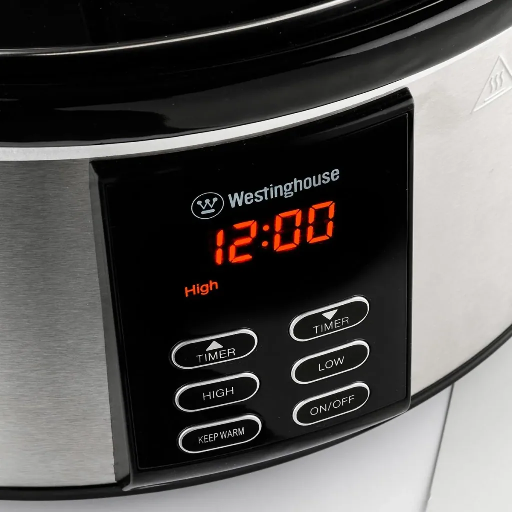 Slow Cooker - with removable ceramic pan - 6 liters - stainless steel