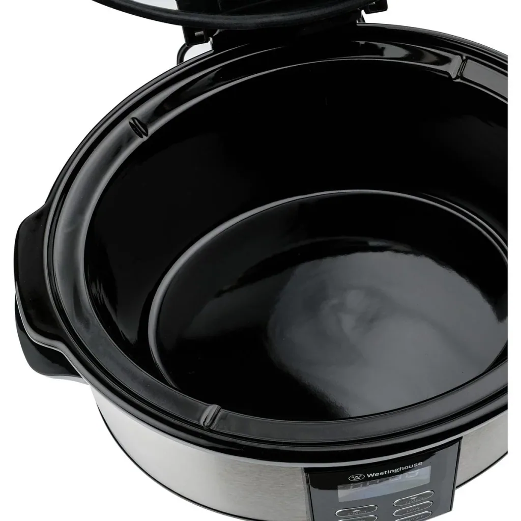 Slow Cooker - with removable ceramic pan - 6 liters - stainless steel