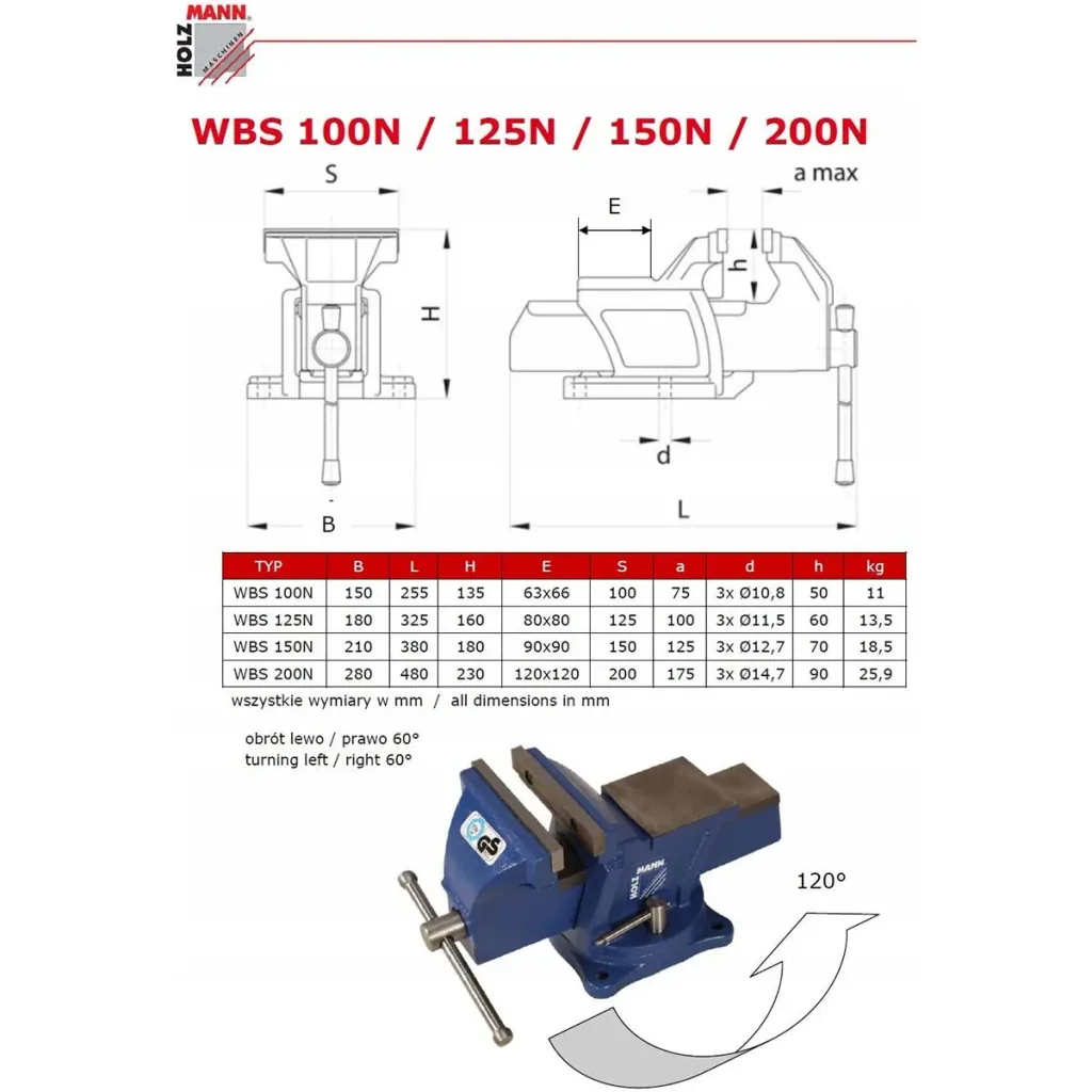 Vice WBS100N - maximum opening: 80 mm