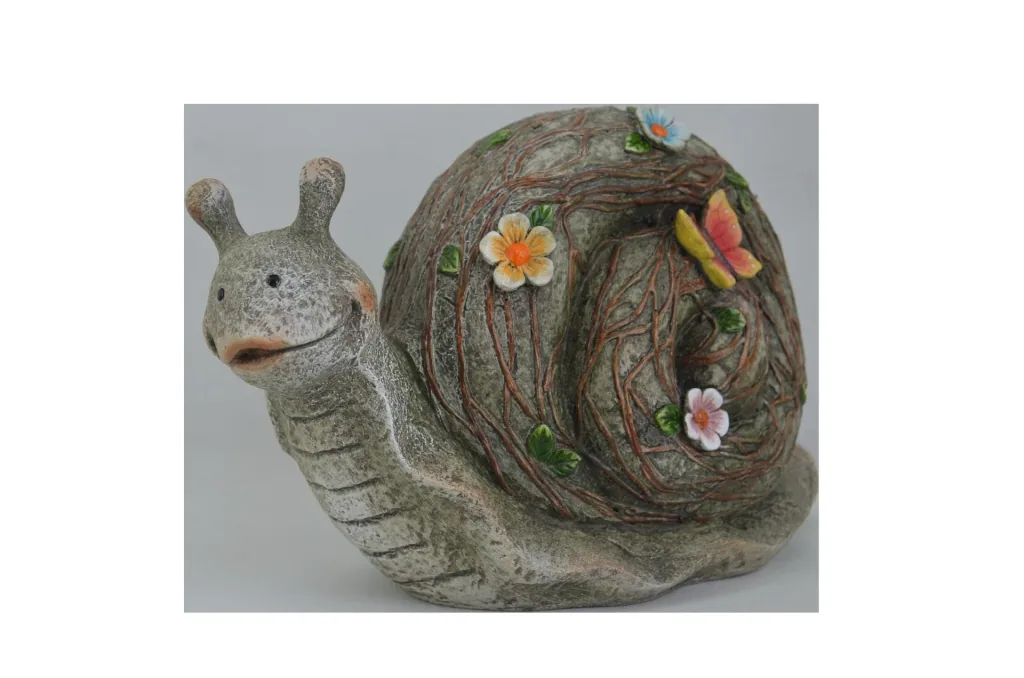 Snail with butterfly made of polyresin