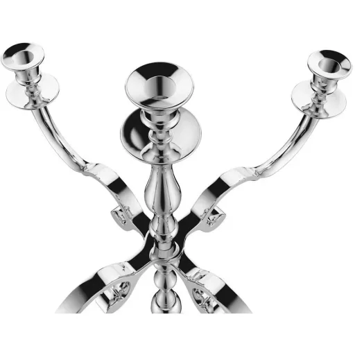Candlestick silver shiny aluminum 60cm 5-armed candelabra