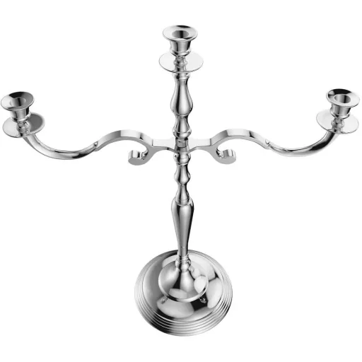 Candlestick silver shiny aluminum 60cm 5-armed candelabra