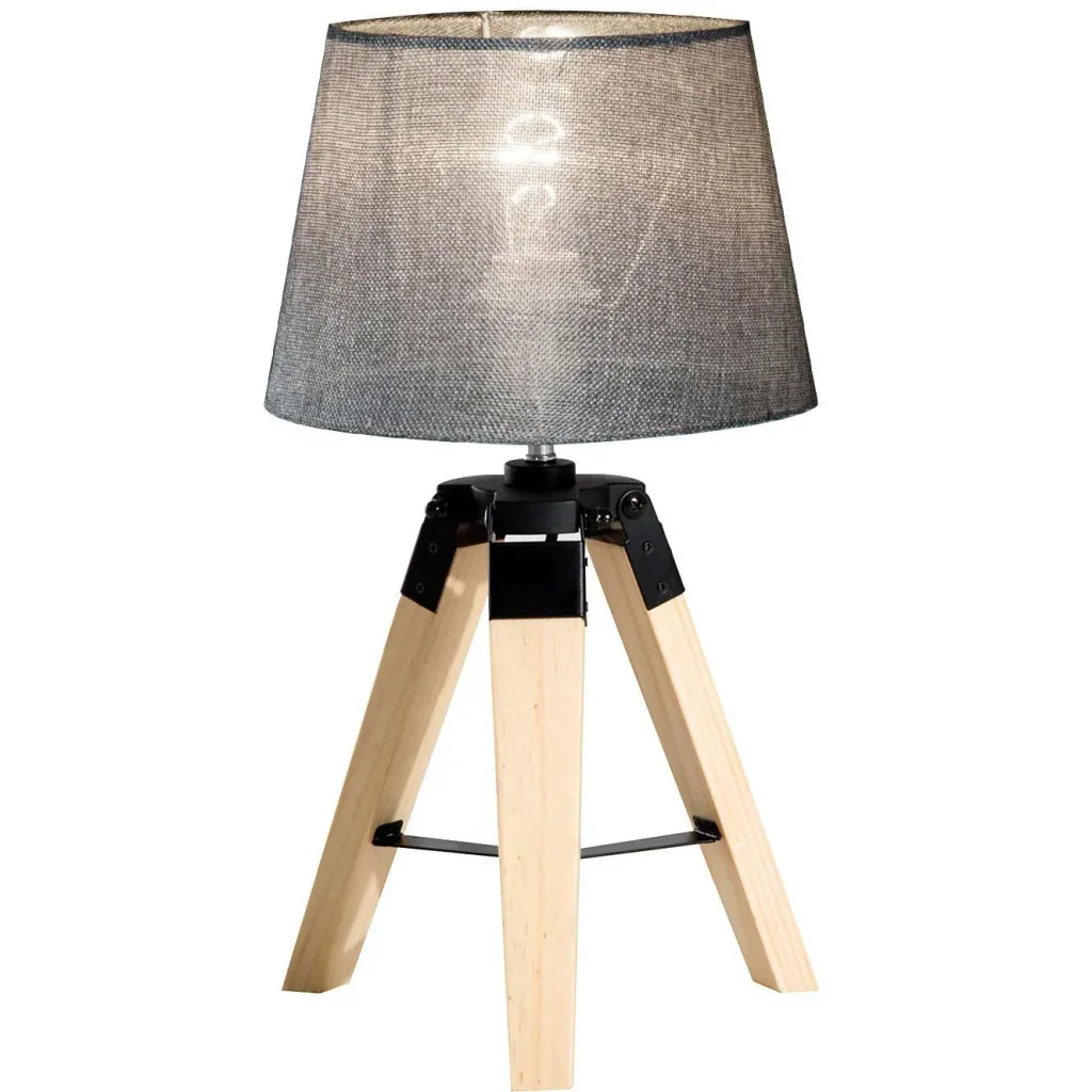 Table lamp tripod table lamp E27 linen look pine grey