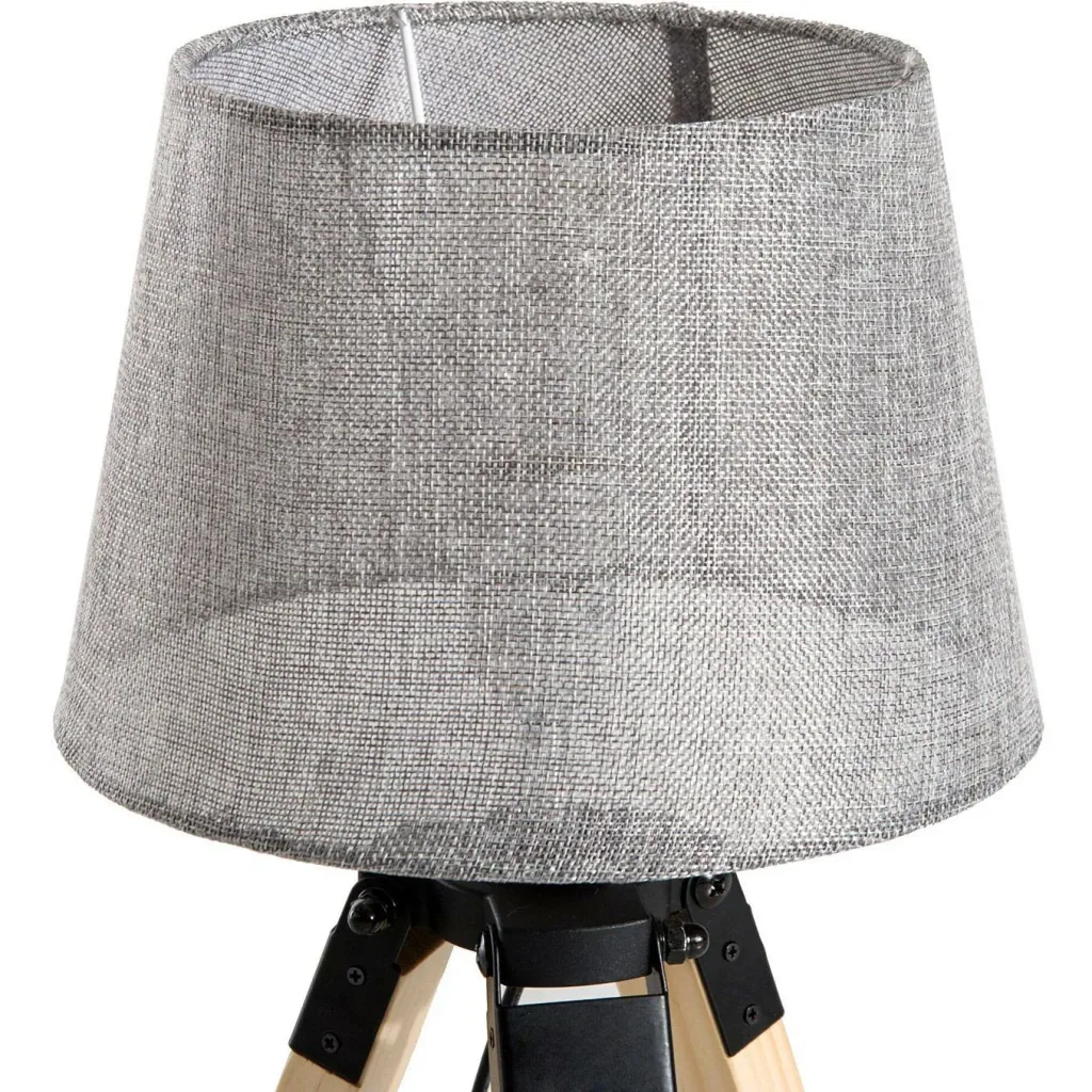 Table lamp tripod table lamp E27 linen look pine grey