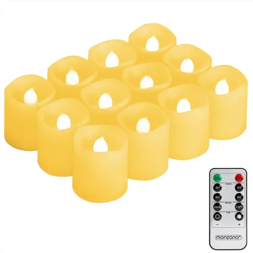 12 white LED wax candles with battery