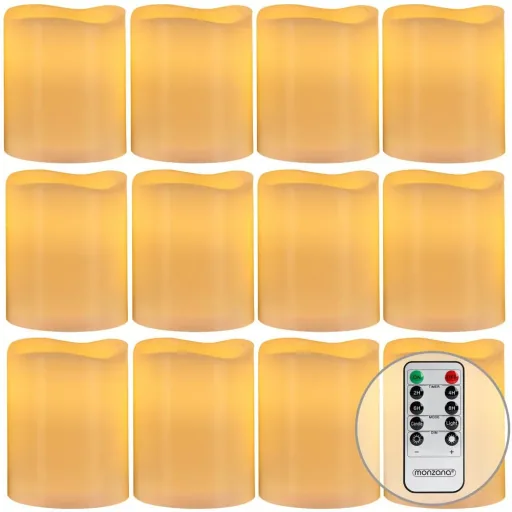 12 white LED wax candles with battery