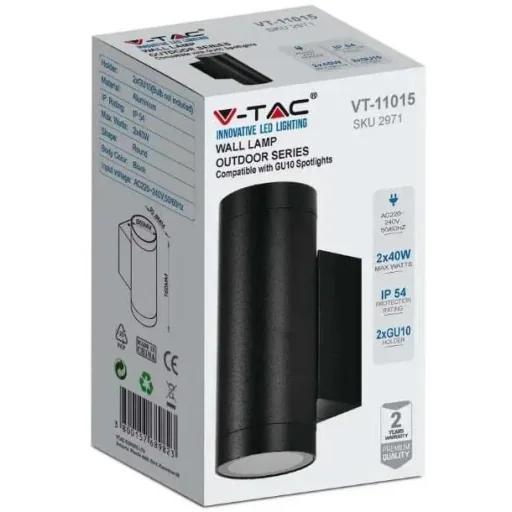 VT-11015 Outdoor wall light Up/Down - GU10 - Aluminium - Black - IP44