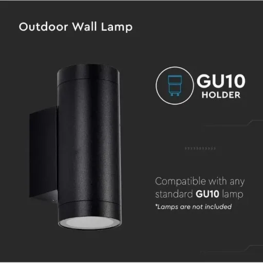 VT-11015 Outdoor wall light Up/Down - GU10 - Aluminium - Black - IP44