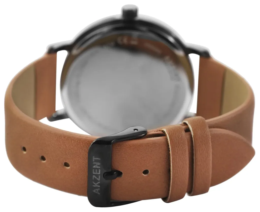 Men's bracelet with brown strap in elegant leather look
