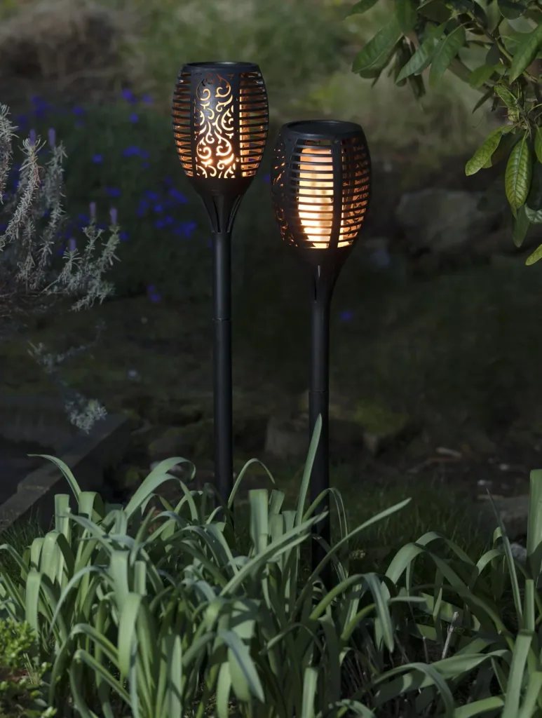 Solar garden torch with flame effect - set of 2