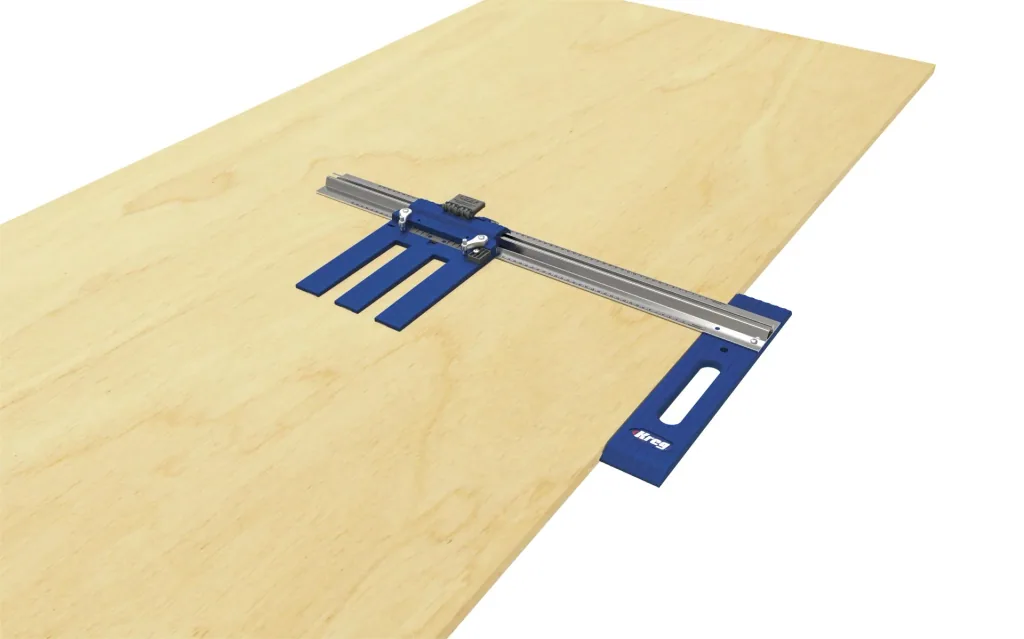 Handheld circular saw edge guide, rip-cut parallel stop