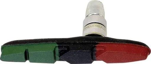Bicycle V-brake shoes, 3-colored, with bolt, thread + fastening