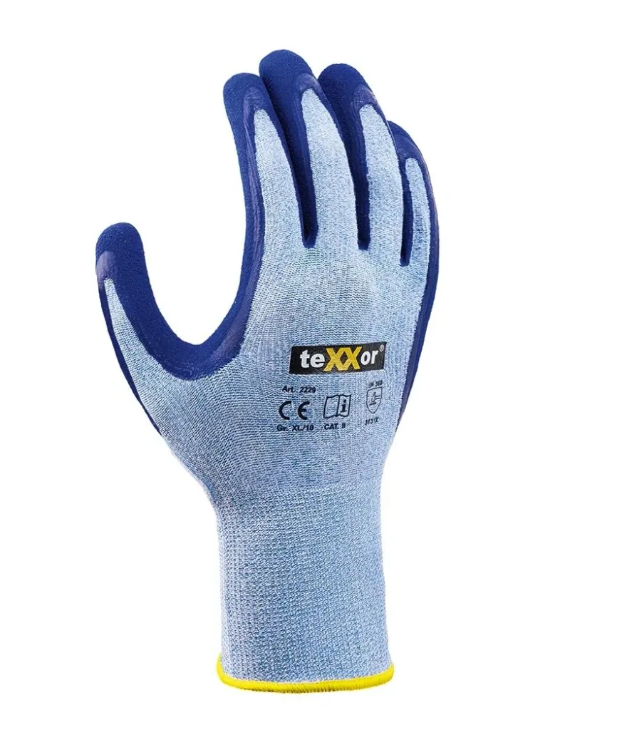 Polyester knitted gloves LATEX light blue mottled/medium blue size 10