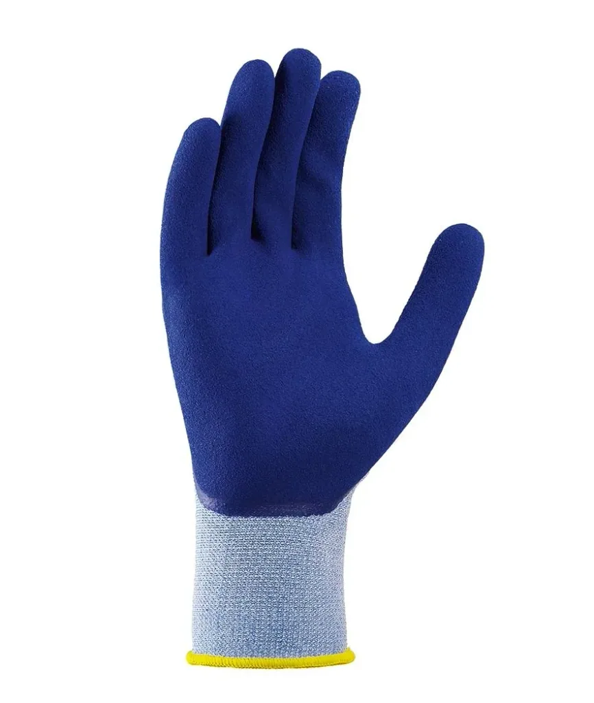Polyester knitted gloves LATEX light blue mottled/medium blue size 10