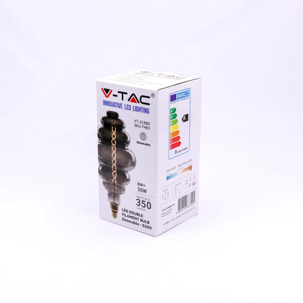 Bistro XXL Dimmable Designer LED Light Bulb - 8W - 2000K - E27 Fitting - S200 - Smokey