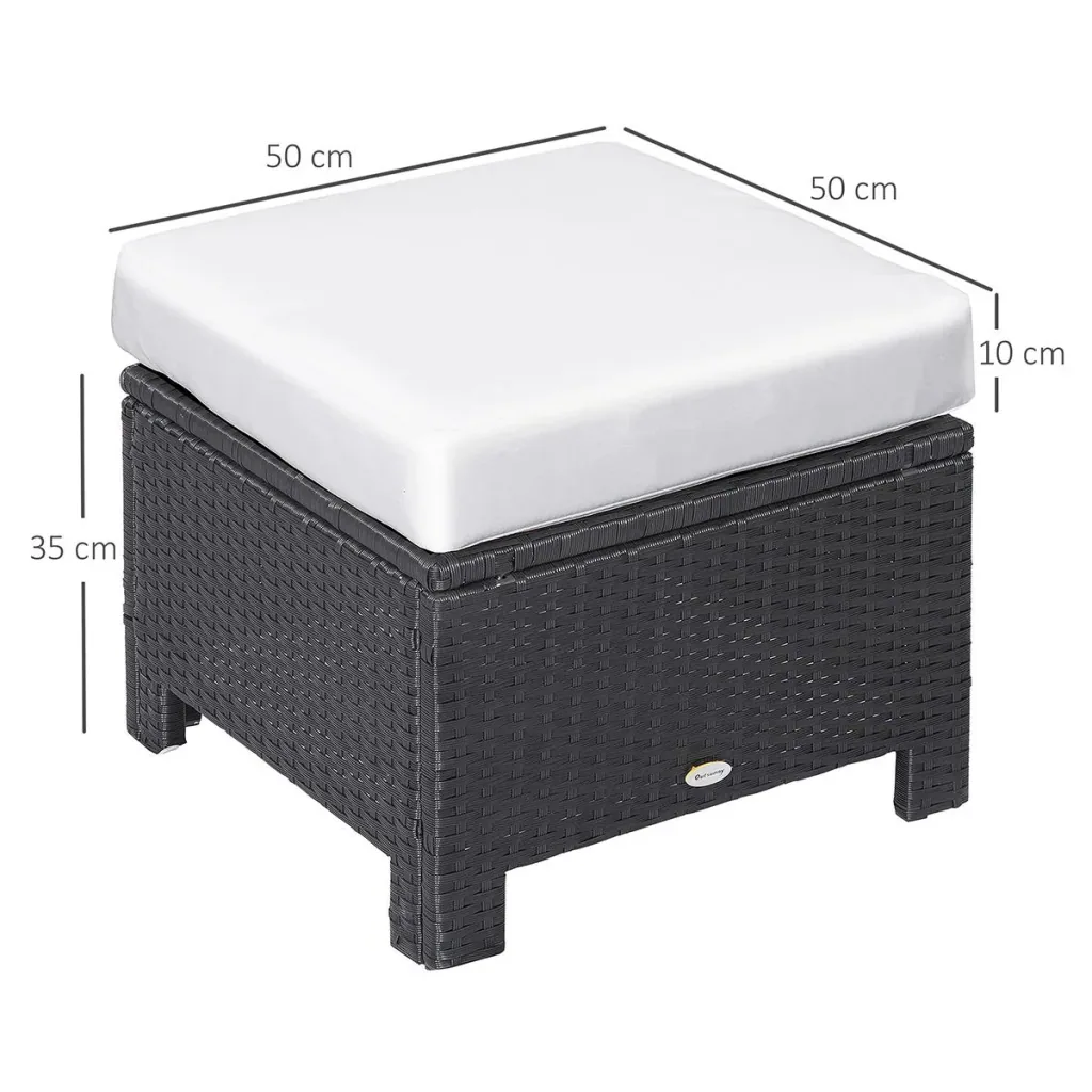 Poly rattan stool with cushion garden stool seat stool footstool rattan stool balcony seat stool garden furniture black+cream