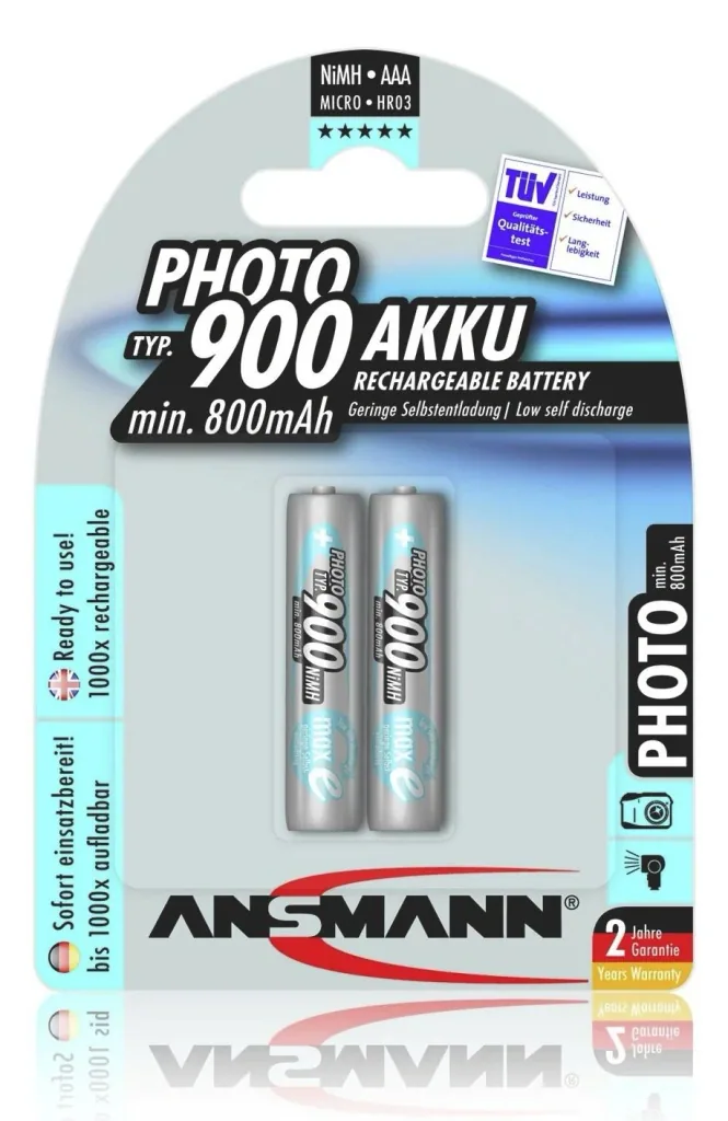 Photo NiMH Micro (AAA) battery with 800 mAh (Type 900) and maxE technology - 2 pieces