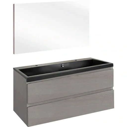 Concept bathroom furniture with mirror 100cm - grey/black