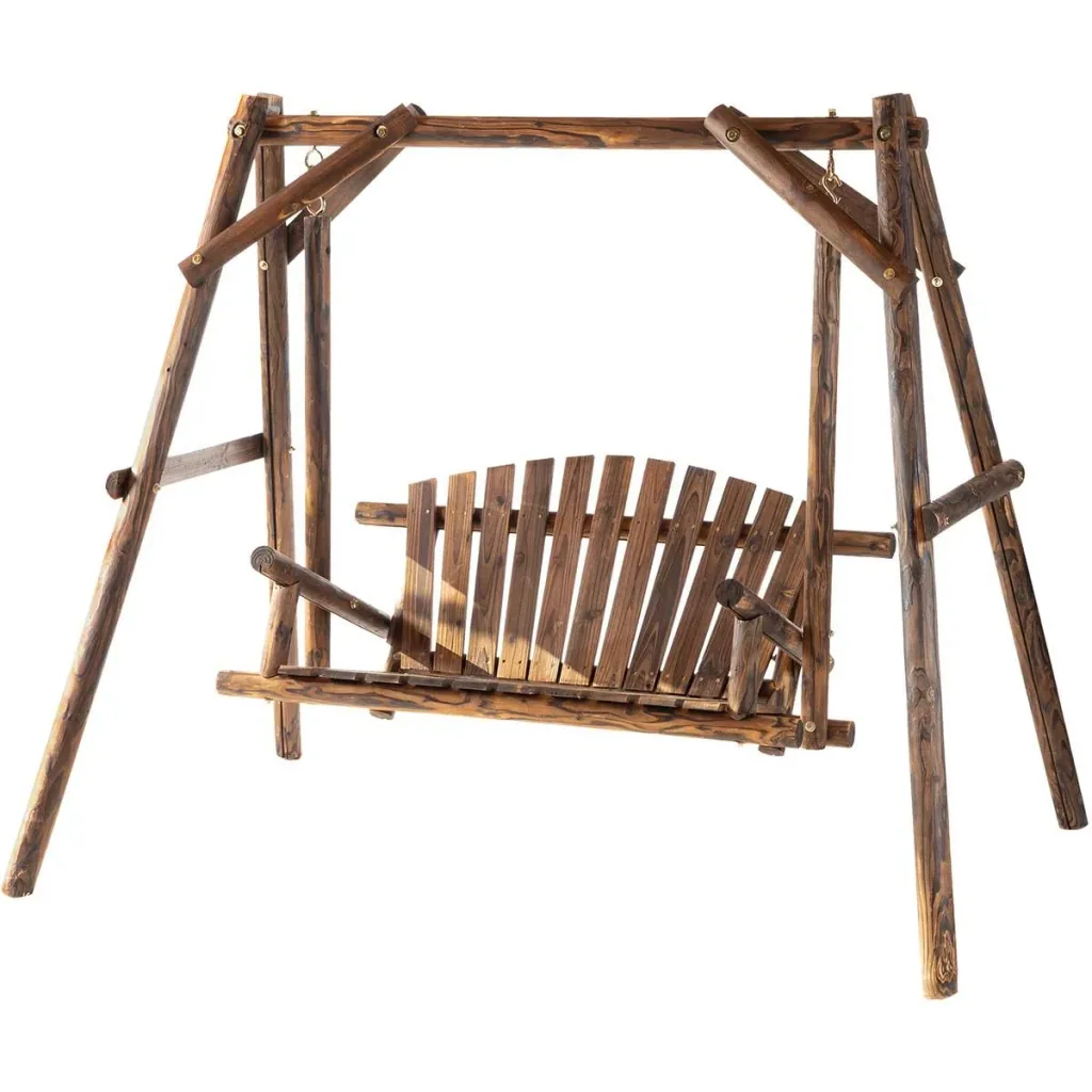 Solid wood porch swing, 187 x 137 x 170 cm, brown