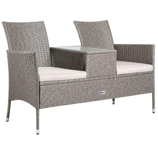 Garden furniture set - Love Bench - Polyrattan - GREY