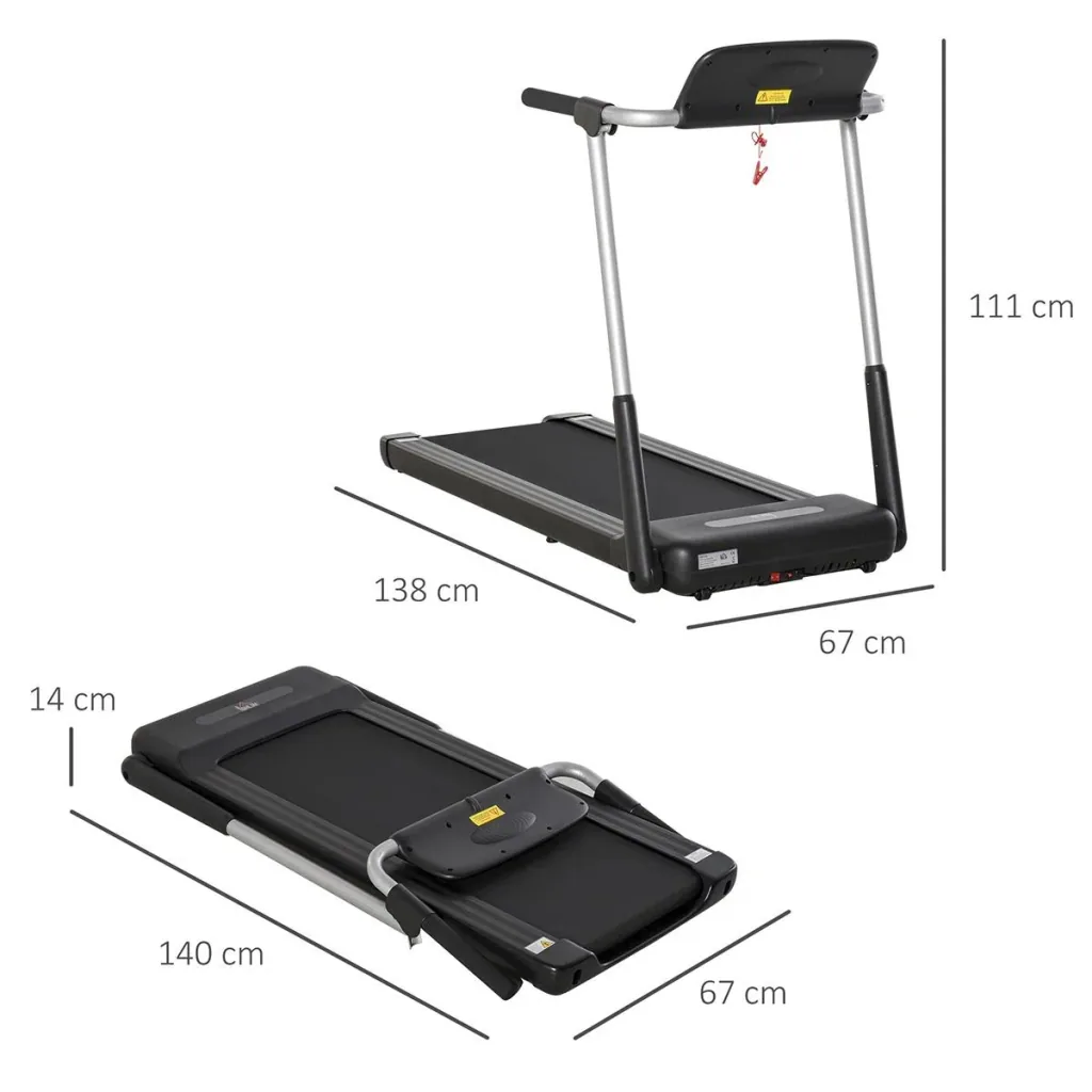 Electric Treadmill with LED Display Foldable Fitness Equipment 1-12 Km/h Steel Black 138 x 67 x 111 cm