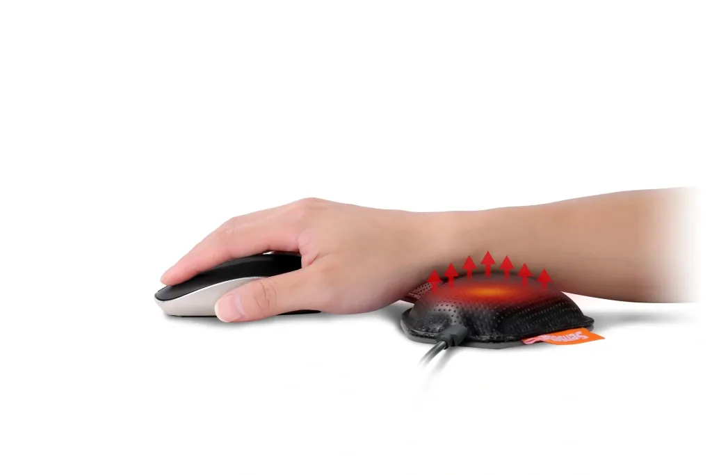 Heated ergonomic mouse wrist rest