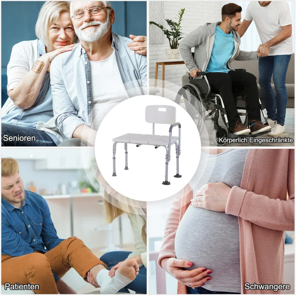 Shower chair with handle and backrest