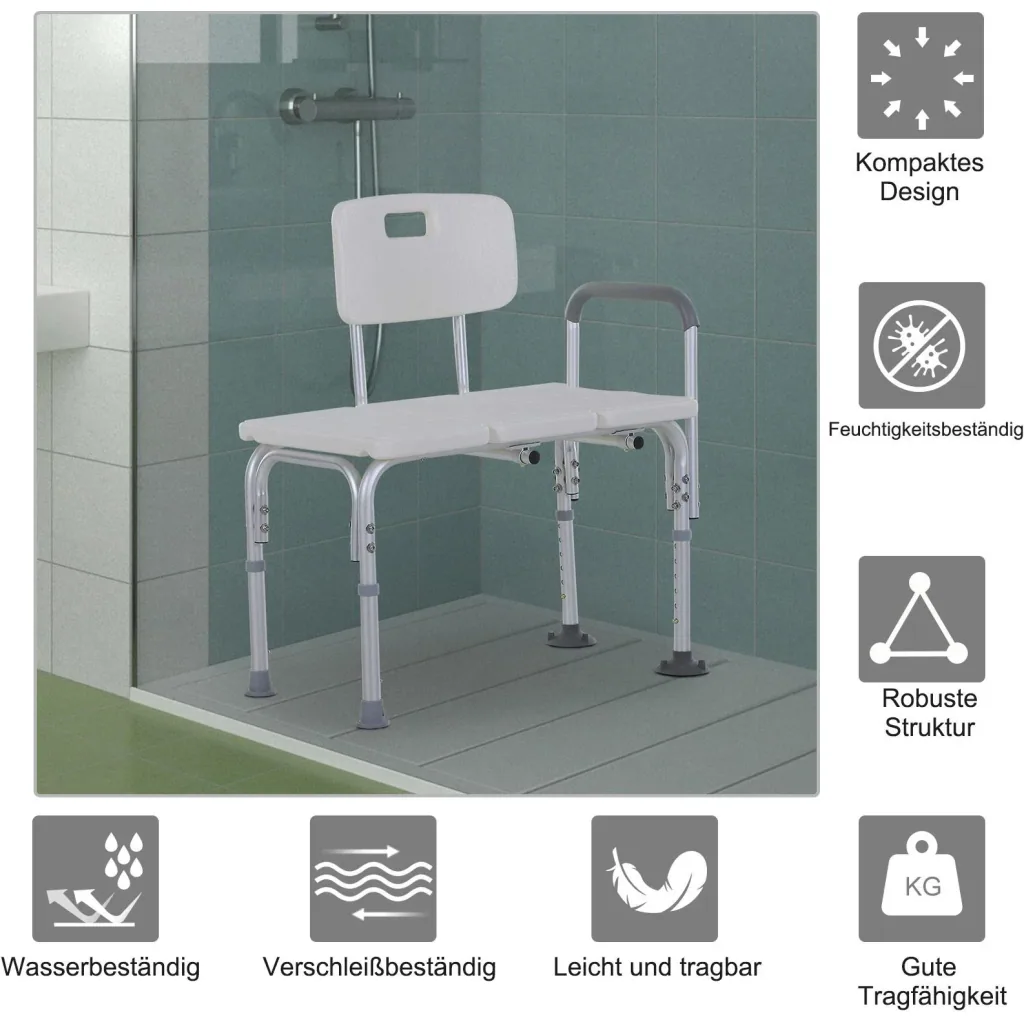Shower chair with handle and backrest