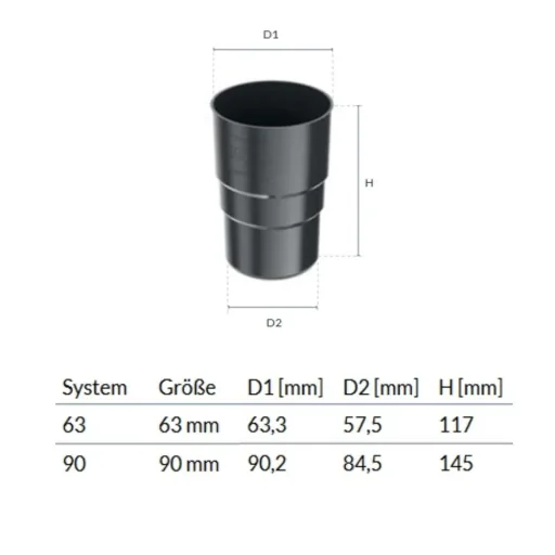 Brown Downspout Connector, 90mm Downpipe Coupler - System 90
