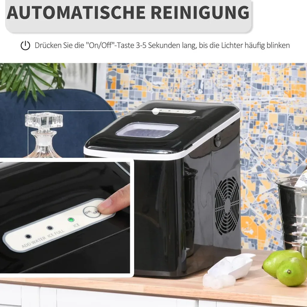 Ice cube machine with automatic cleaning function black