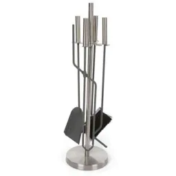 Fireplace tools - 4 pieces - stainless steel - 63 cm