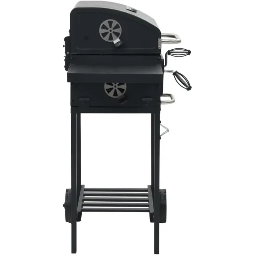 Charcoal grill with lower shelf black