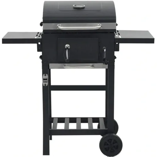 Charcoal grill with lower shelf black