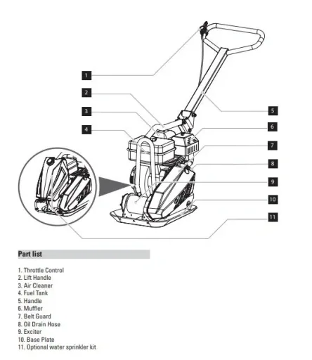 Vibration plate for gasoline - 11000 N